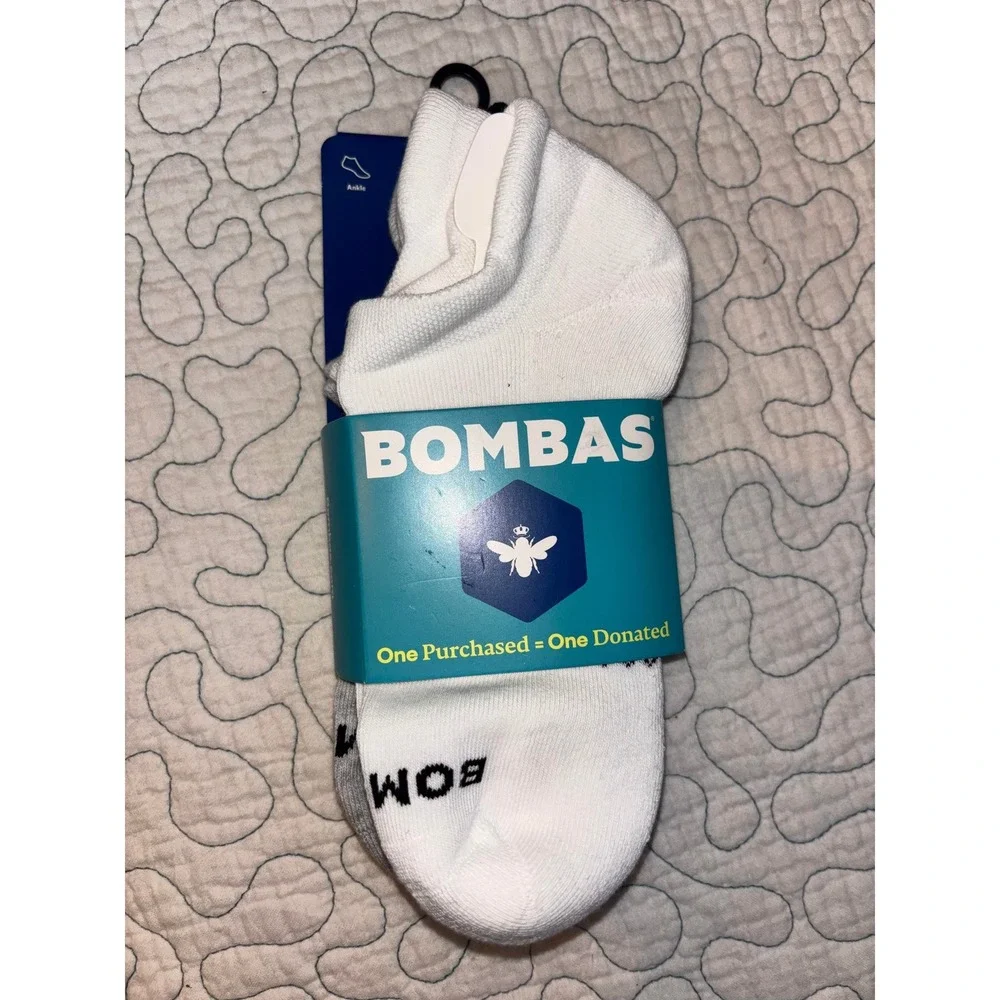 Bombas Women Ankle Socks Multi Pack White Black Grey Cushioned Size Medium